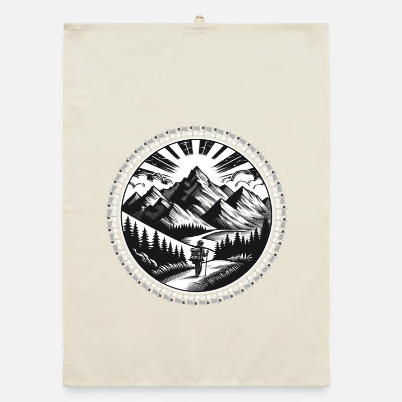 Berglandschaft mit einem Wanderer auf einem Pfad Organic Geschirrtuch