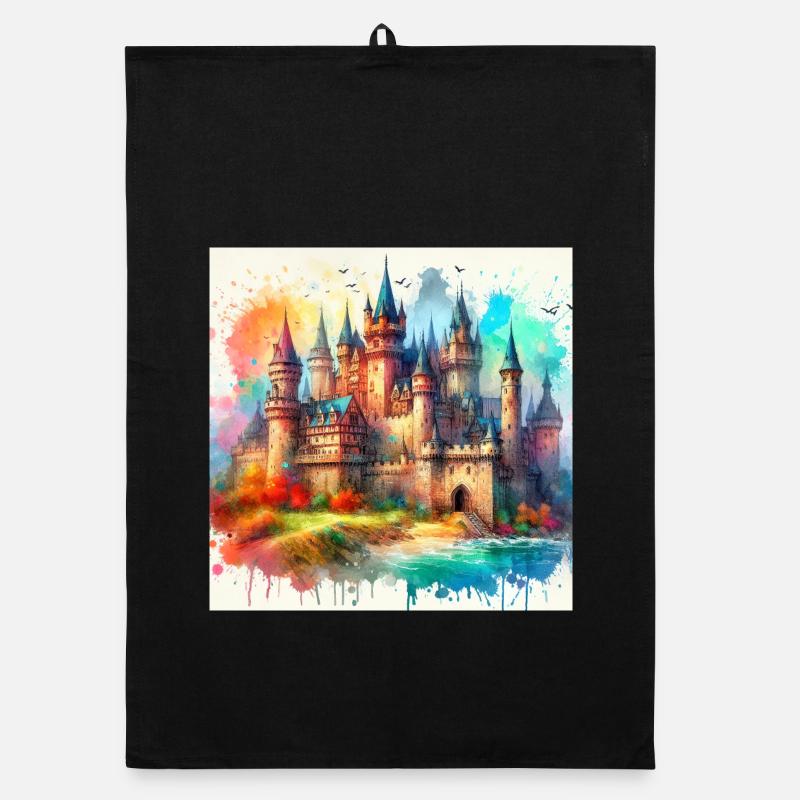Medieval castle Organic dish towel