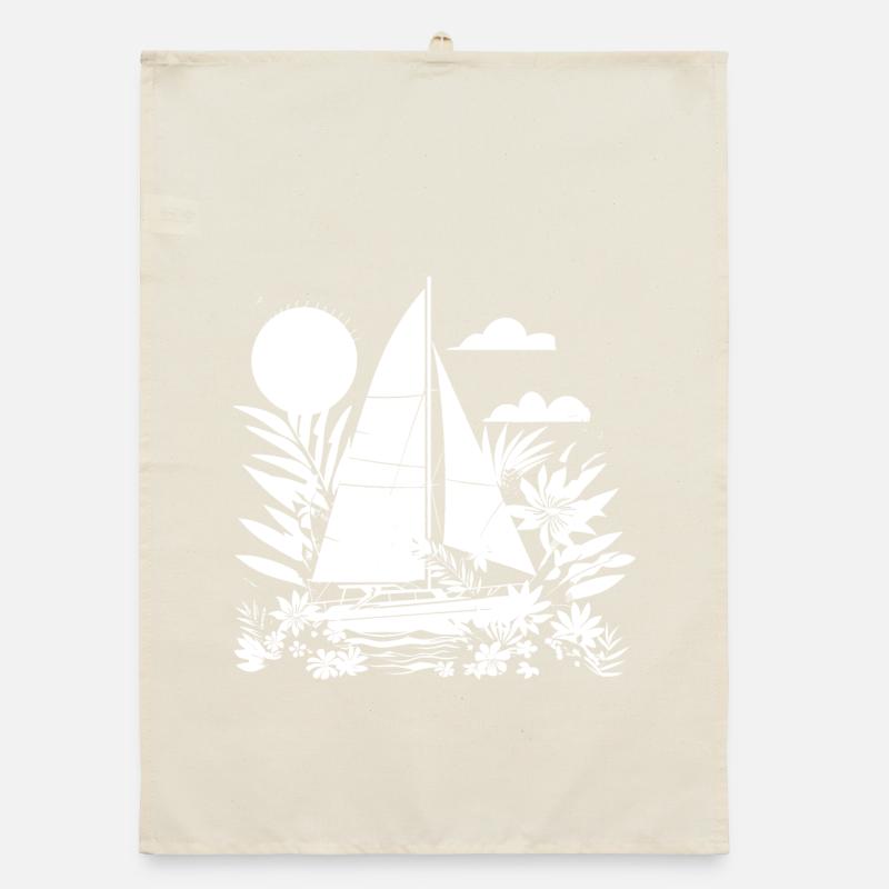 Sailing Comic Look Organic dish towel