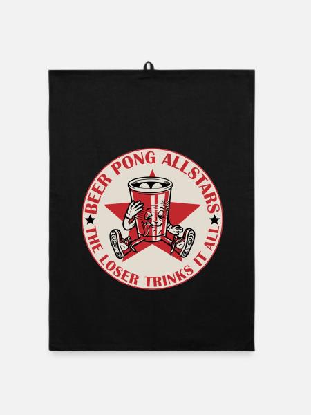 Beer Pong Allstars | Les couleurs peuvent être modifiées - Torchon bio - noir - Devant