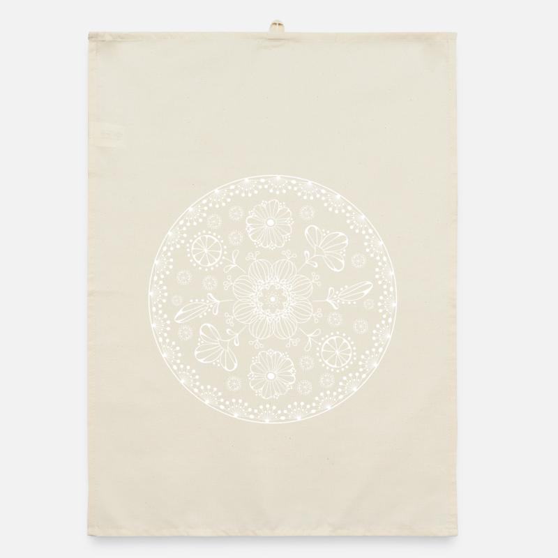 Floral pattern in circle shape Organic dish towel