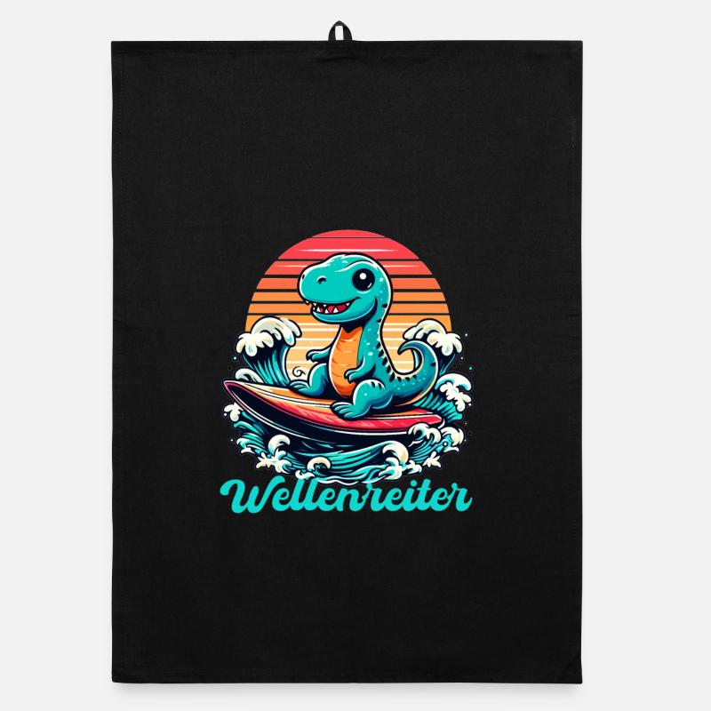 Mignon T-Rex Surfer Surfer Cadeau de surf Torchon bio