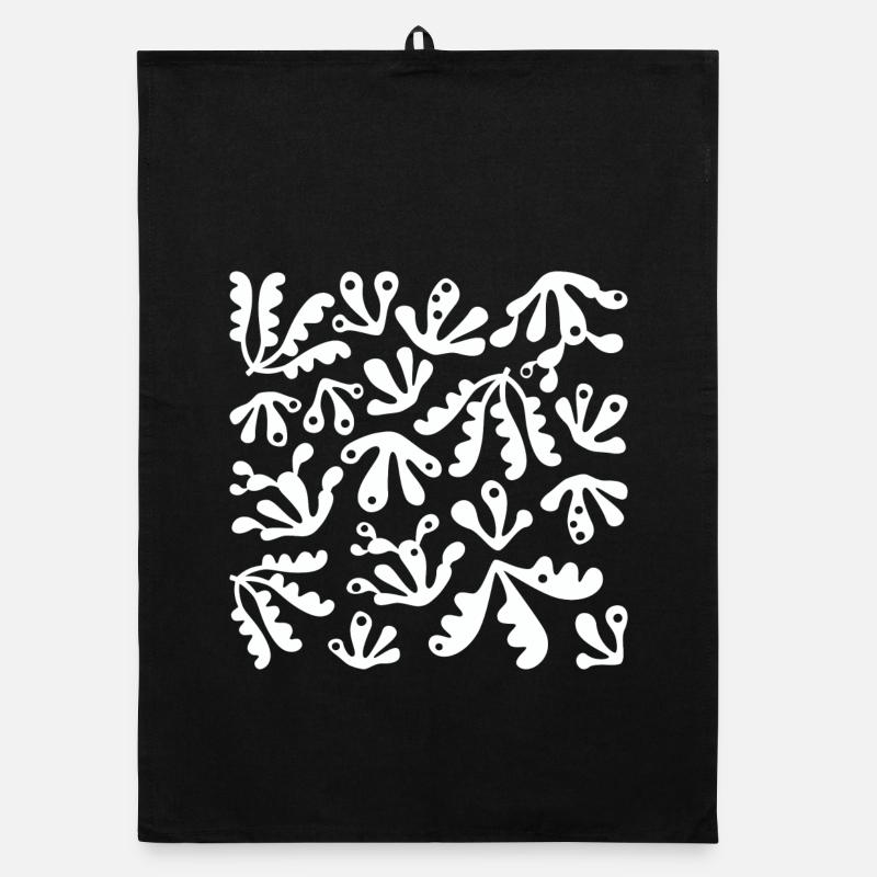 Abstrait Corail L Blanc - Torchon bio - noir