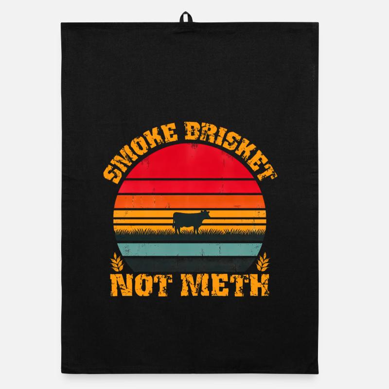 Poitrine de fumée pas de méthamphétamine, drôle de conception de vache rétro Torchon bio