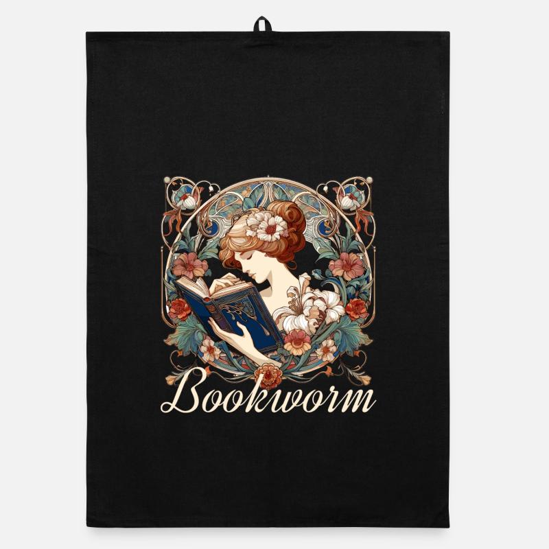 Bookworm Woman Reading Browsing Gift Organic dish towel