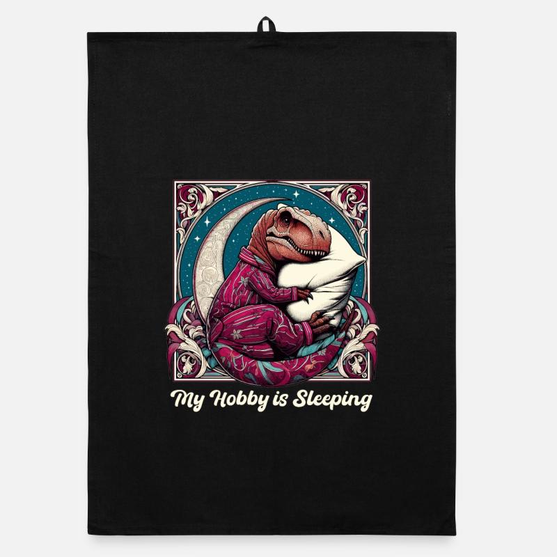 T-Rex Sleeping Hobby Gift Organic dish towel