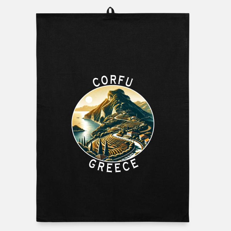 Design de l'île de Corfou en Grèce Torchon bio