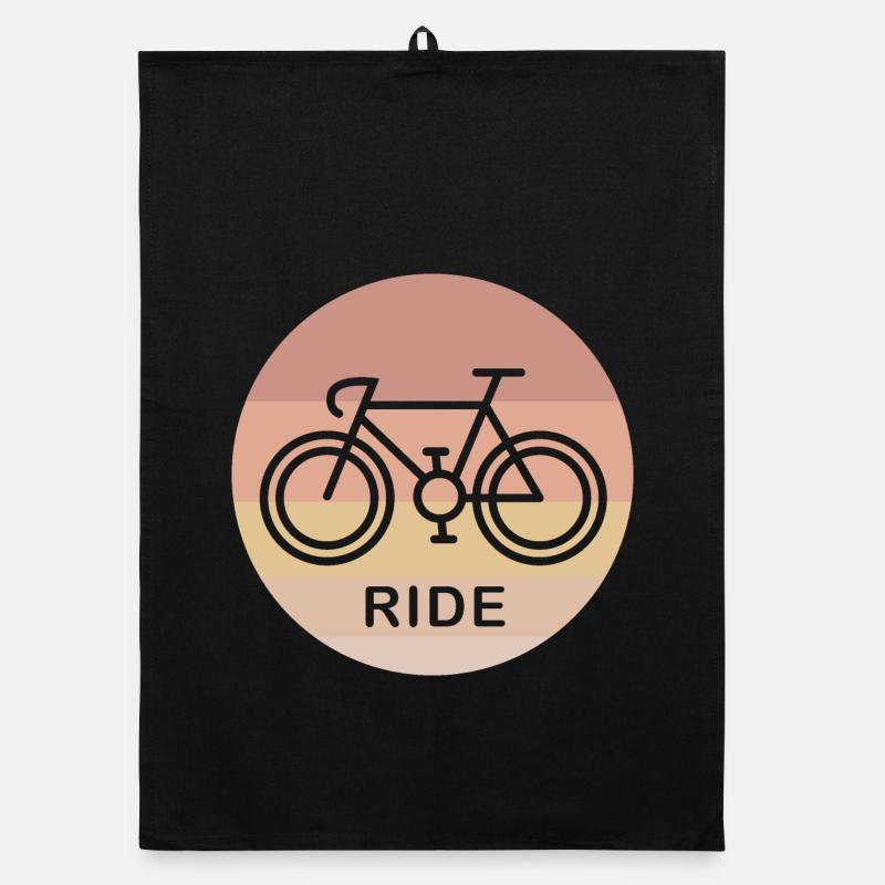 rétro ride vélo de route vélo gravel SInglespeed logo - Torchon bio - noir