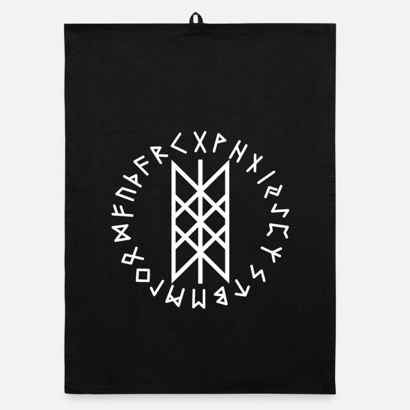 Wyrd weiße Runen Organic Geschirrtuch