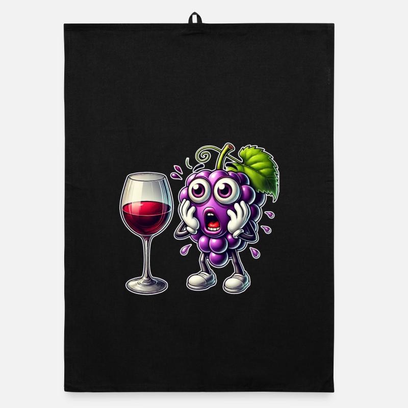 Funny wine grape design Organic dish towel