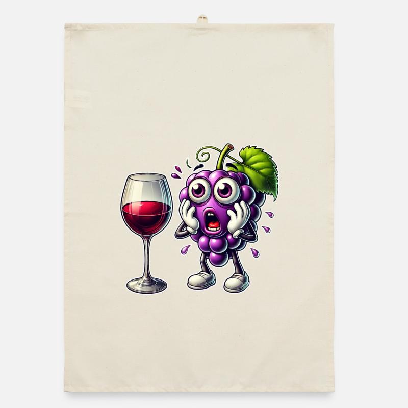 Funny wine grape design Organic dish towel