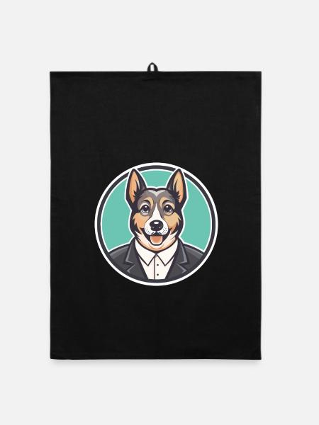 Castro Laboreiro Chien Race Dessin animé Kawaii Clipart - Torchon bio - noir - Devant