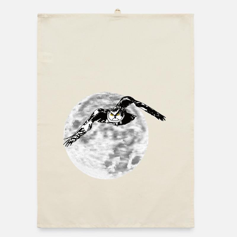 Hibou devant la lune Torchon bio
