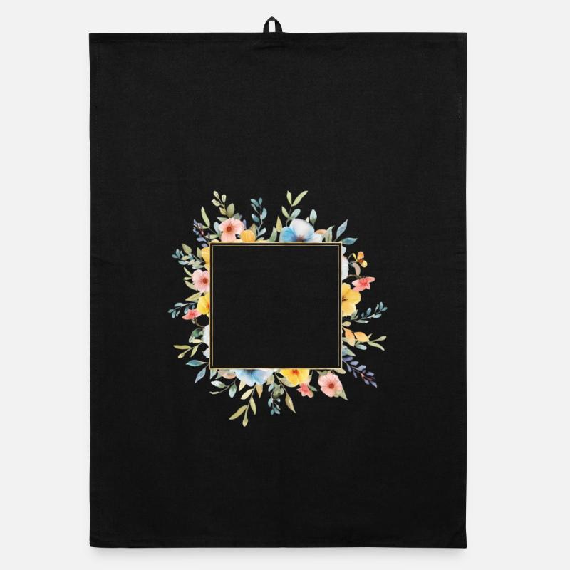 Blumen-Design, eckig, personalisierbar Organic Geschirrtuch