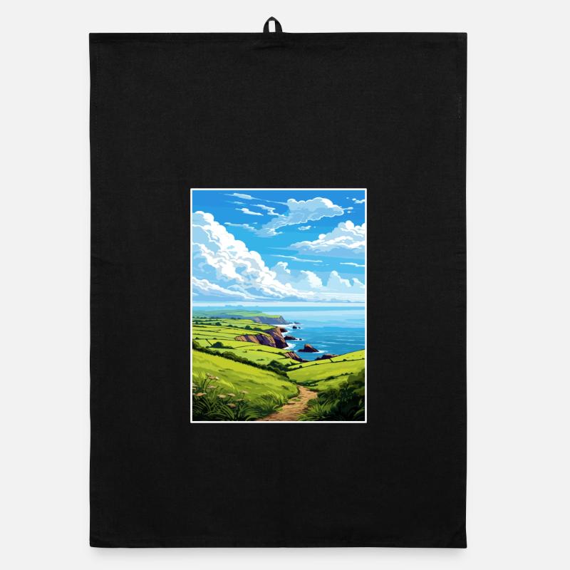 South Devon Aonb Reise Poster Souvenir Farbe WPA Organic Geschirrtuch