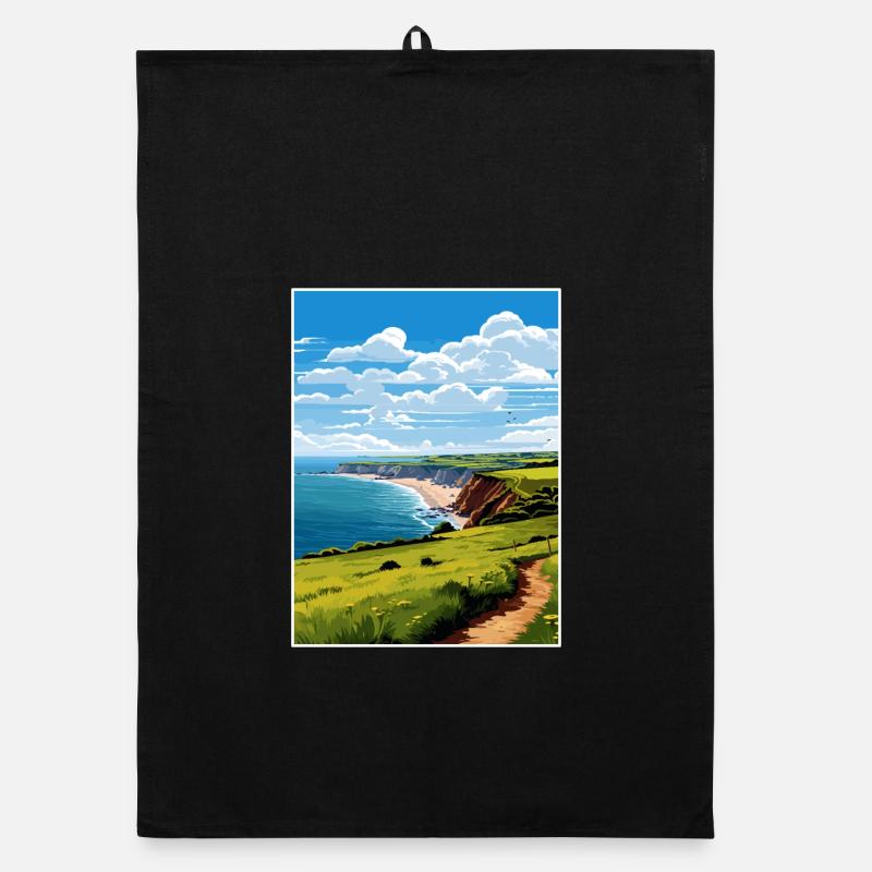 South Devon Aonb Reise Poster Souvenir Farbe WPA Organic Geschirrtuch