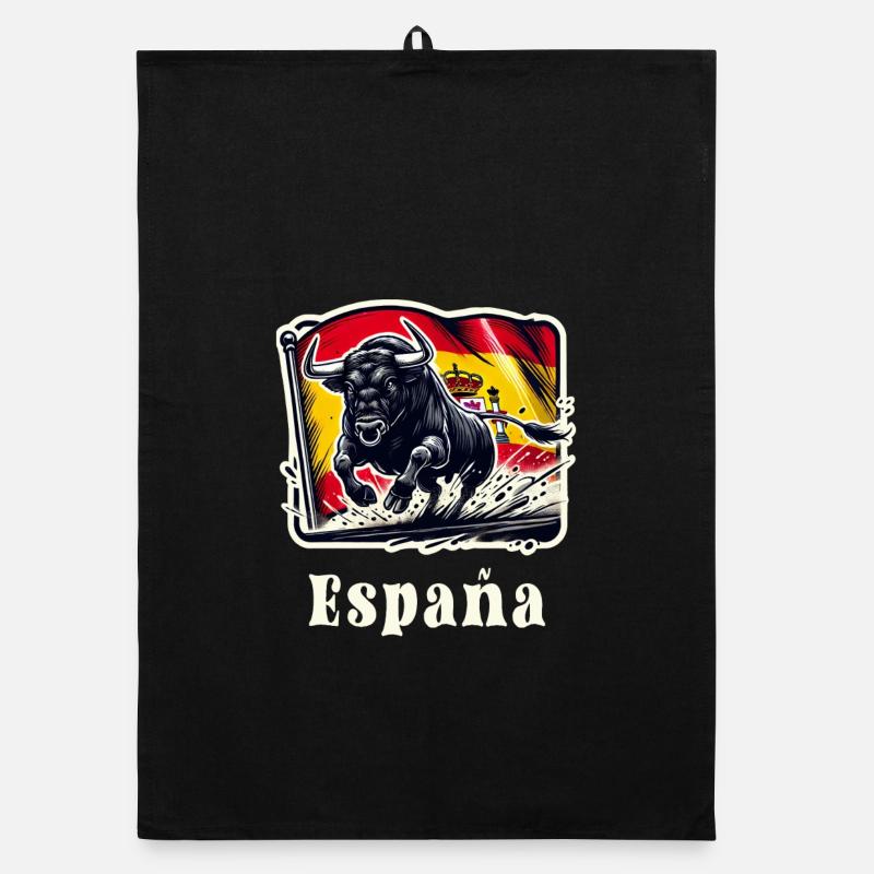 Spain Bull Flag Design Organic dish towel