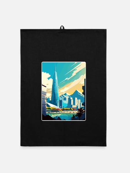 Seoul Südkorea Reise Poster Souvenir Farbe WPA - Organic Geschirrtuch - Schwarz - Vorne