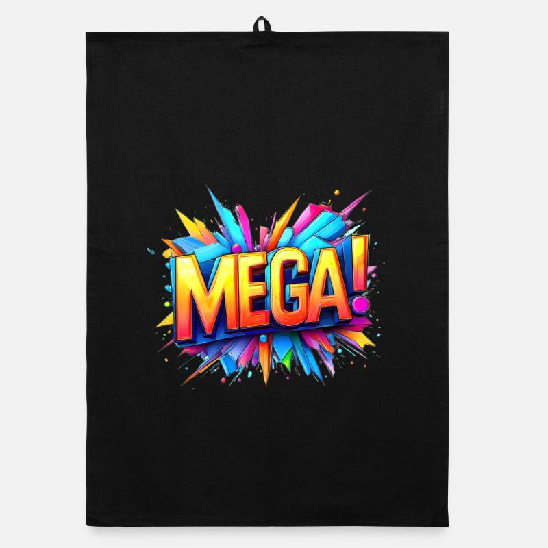 mega 3d Text colorful Organic Geschirrtuch