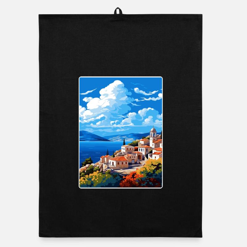 Hydra Grèce Affiche de voyage Souvenir Carte Postale Peinture Torchon bio