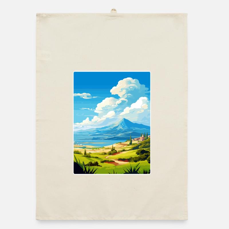 Mount Dirfi Greece Travel Poster Souvenir Paint WP Organic dish towel