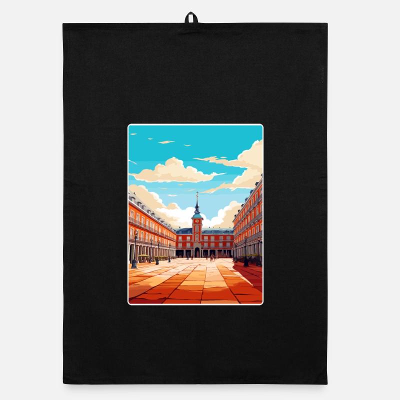 Madrid Spanien Reise Poster Souvenir Postkarte Farbe Organic Geschirrtuch