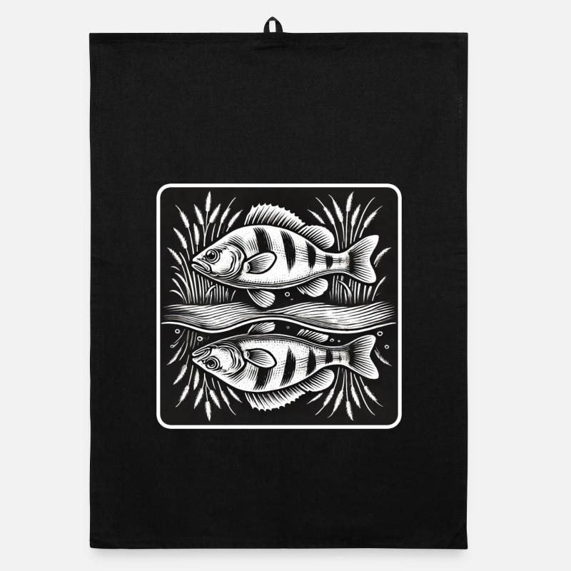 Perch fish angel design Organic dish towel