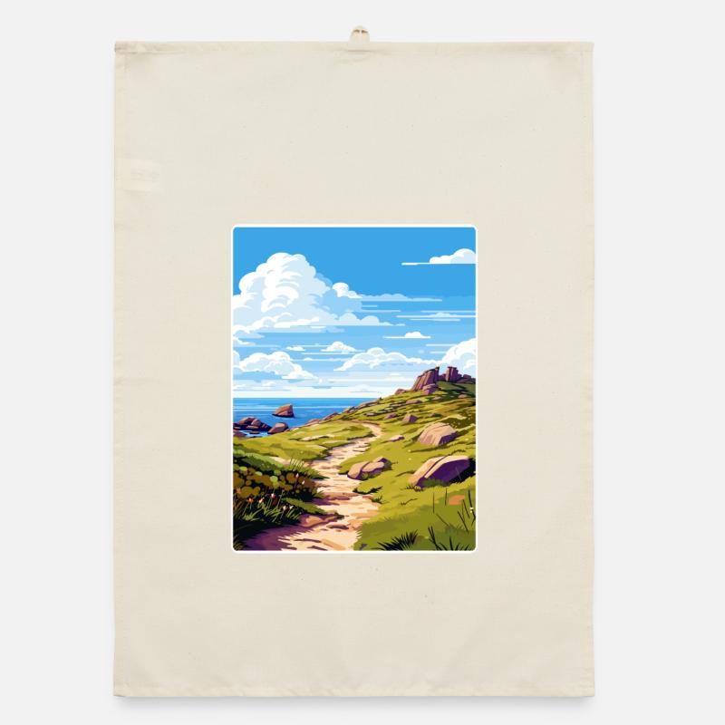 Lands End Cornouailles Angleterre Affiche de voyage souvenir Torchon bio
