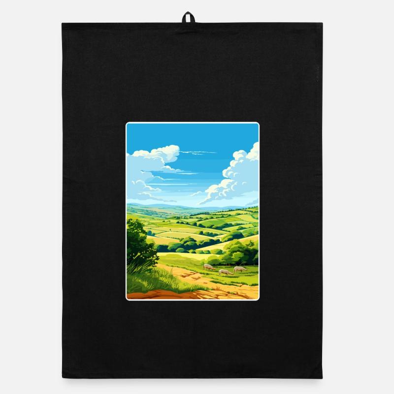 Camel Valley, Cornouailles, Angleterre, Carte d’affiche de voyage Torchon bio