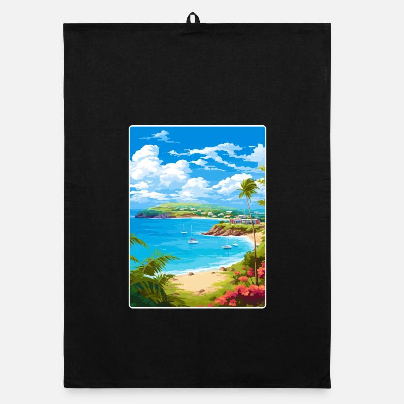 Antigua-et-Barbuda Carte d’affiche de voyage dans les Caraïbes Torchon bio