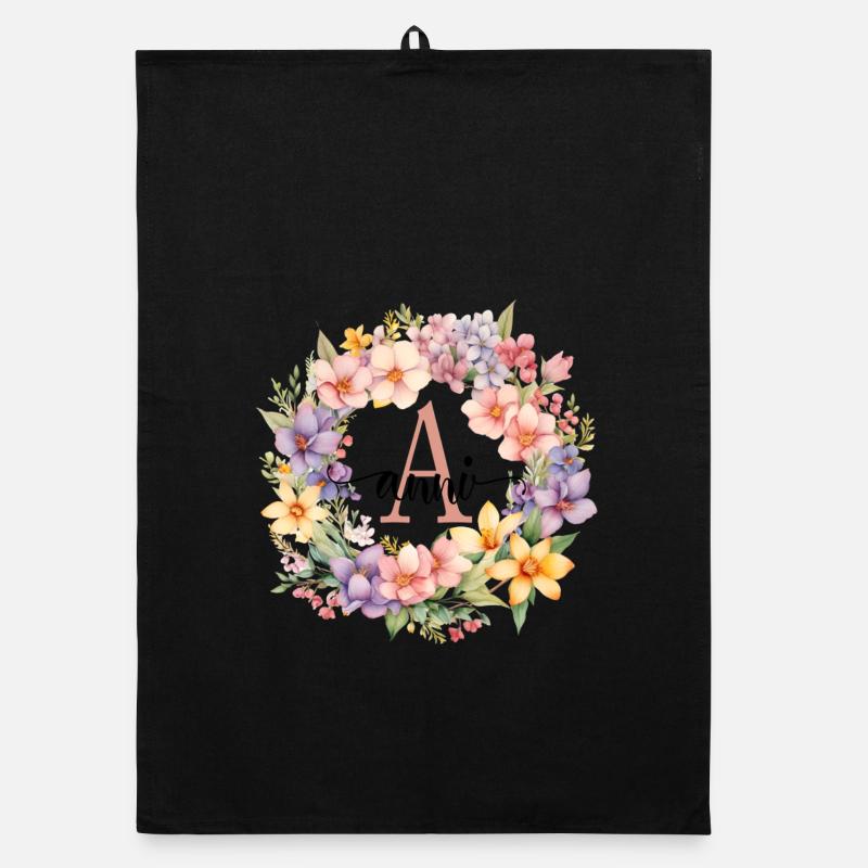 A| Monogramm | Name | Anni | Watercolor | Bunt Organic Geschirrtuch