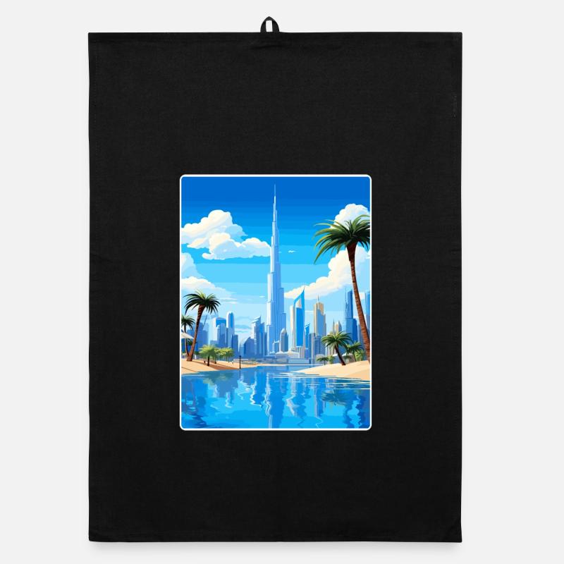 Dubaï Émirats arabes unis Affiche de voyage souvenir Torchon bio