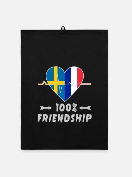 Schweden und Frankreich 100% Freundschaft - Organic Geschirrtuch - Schwarz - Vorne