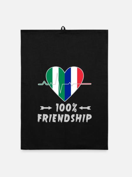 Le Nigeria et la France, une amitié à 100 % - Torchon bio - noir - Devant