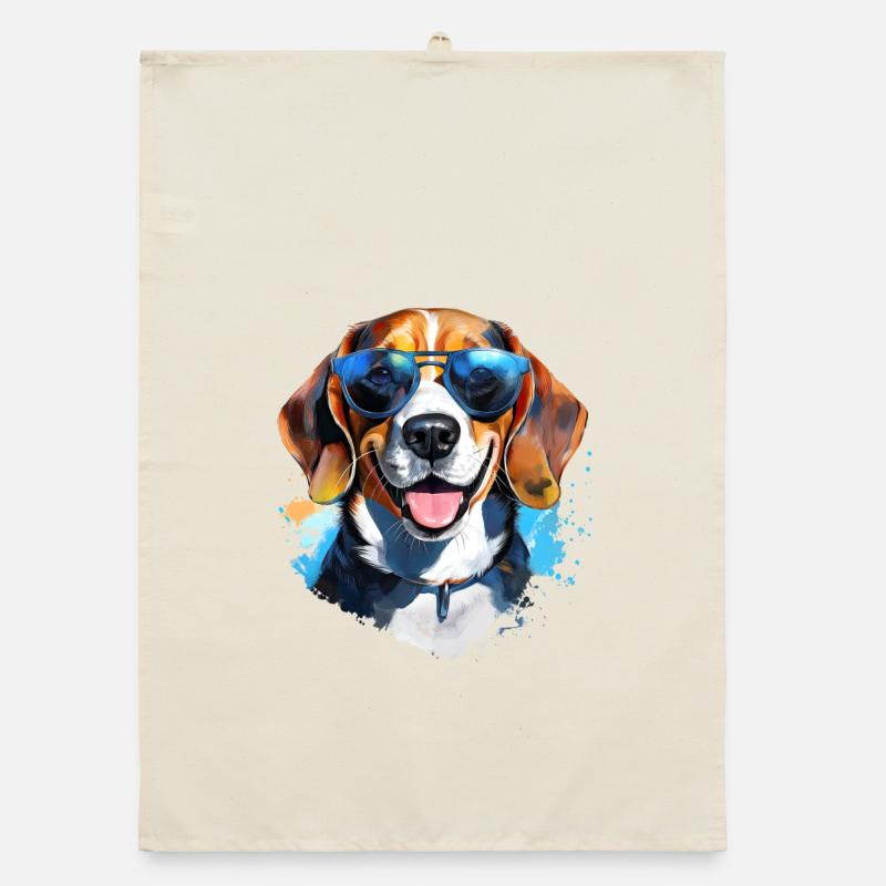 Beagle mit Sonnenbrille Organic Geschirrtuch
