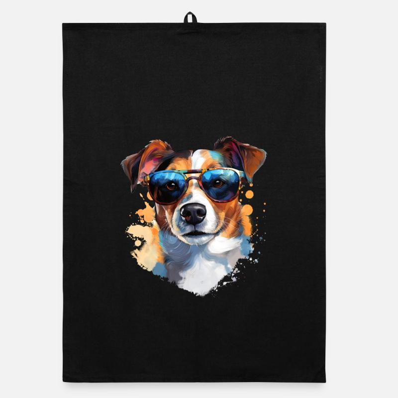 Jack Russel mit Sonnenbrille Organic Geschirrtuch