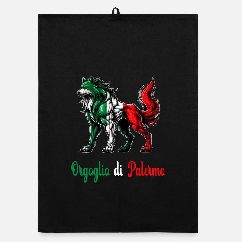 Drapeau de la fierté de Palerme (Italie) - Torchon bio - noir