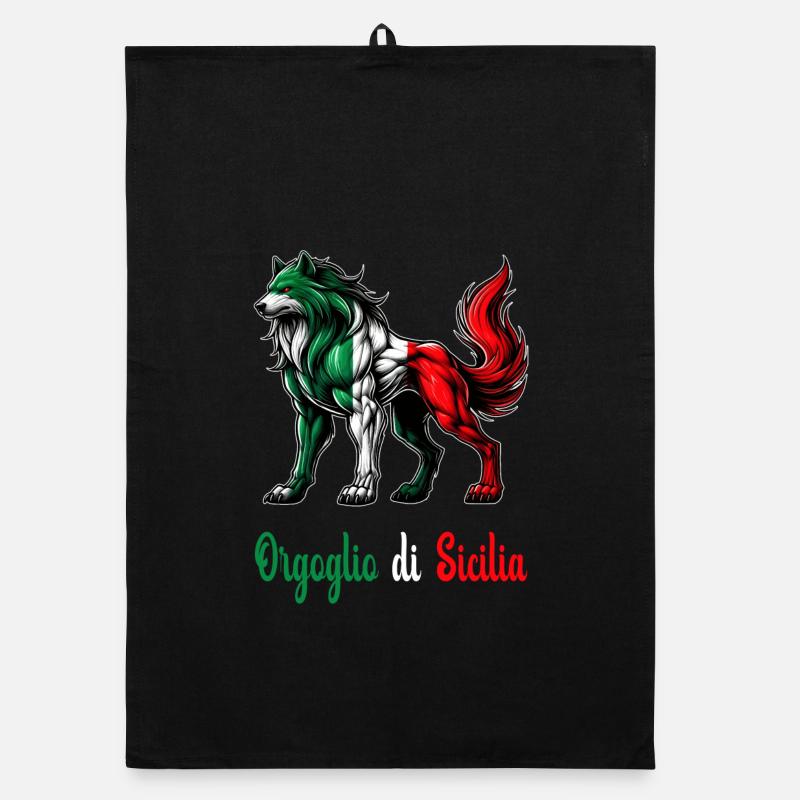 Drapeau de la fierté de la Sicile et de l'Italie Torchon bio