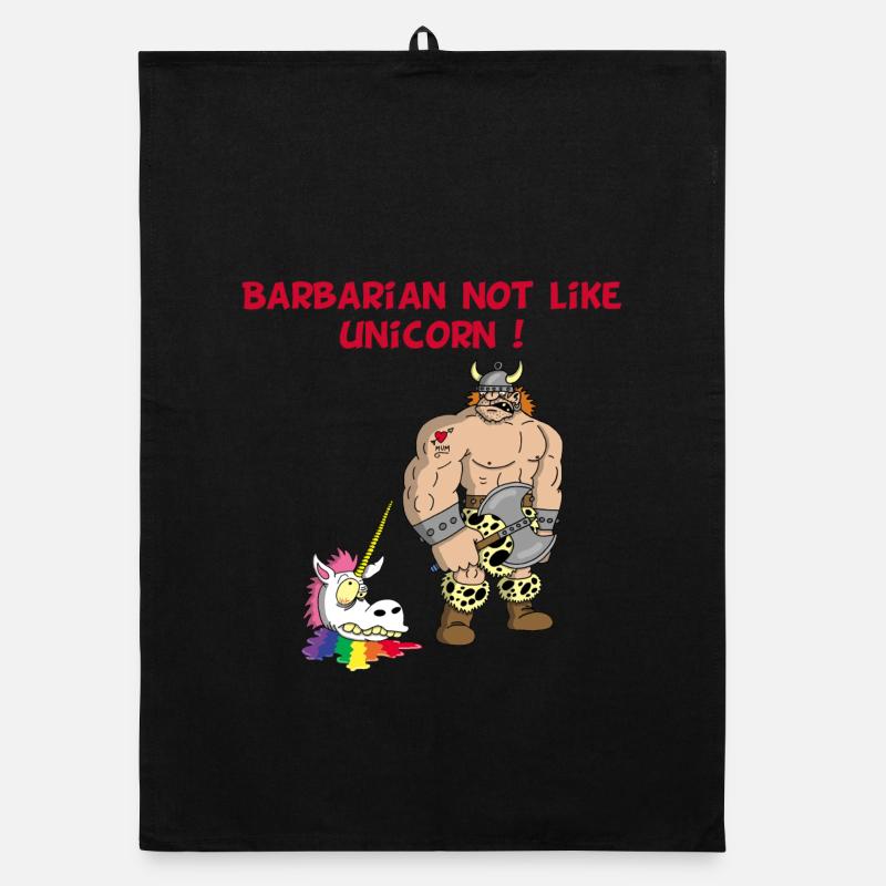 Der Barbar und das Einhorn Organic Geschirrtuch