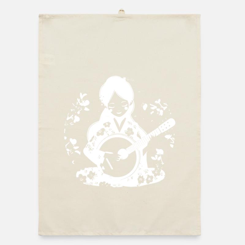 Banjo Player Drawing Organic dish towel