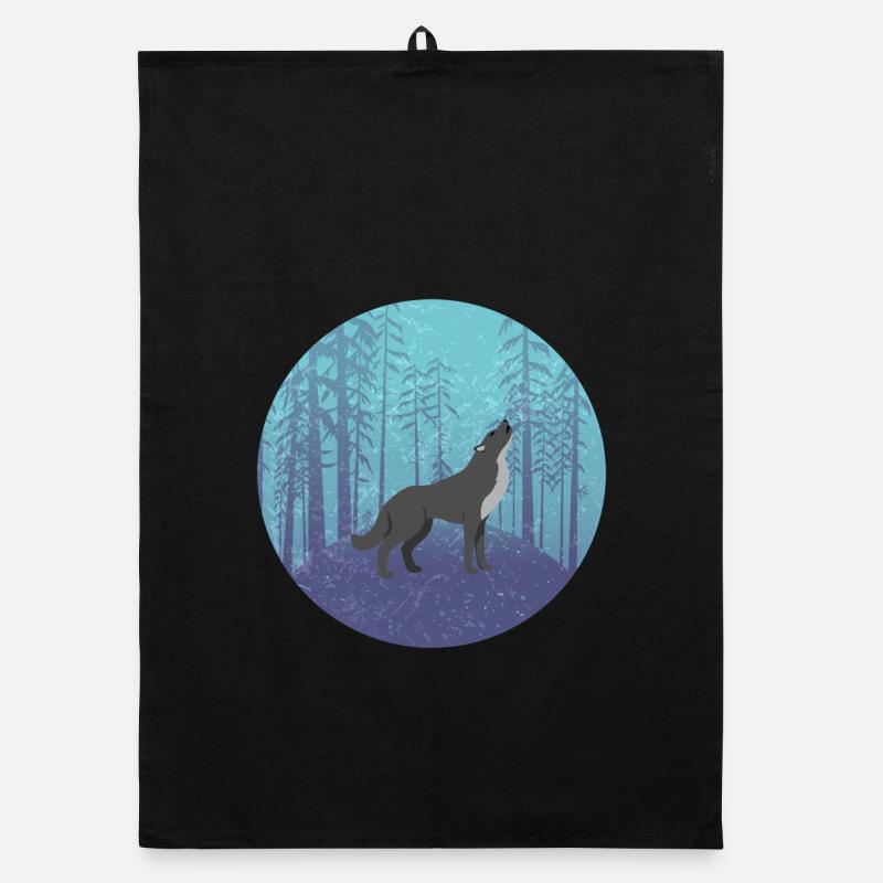 Wolf in the Moon Forest Organic dish towel