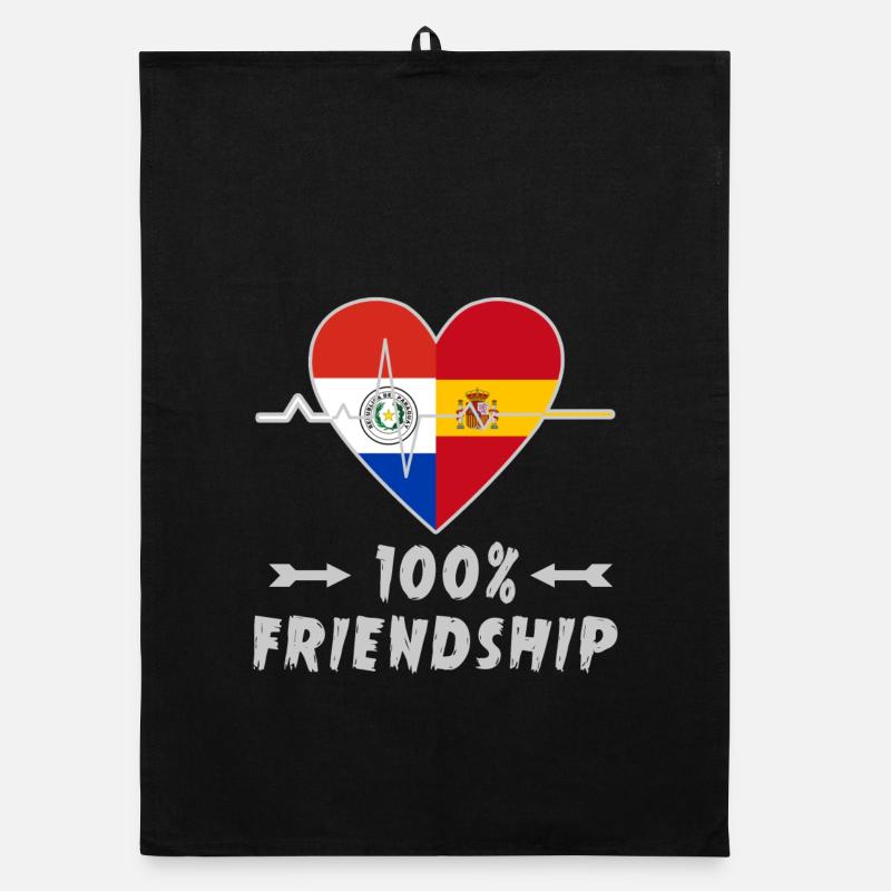 Paraguay und Spanien 100% Freundschaft - Organic Geschirrtuch - Schwarz