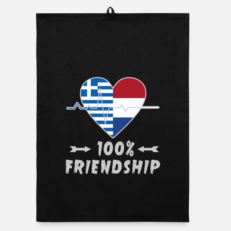 100 % amitié entre la Grèce et les Pays-Bas Torchon bio