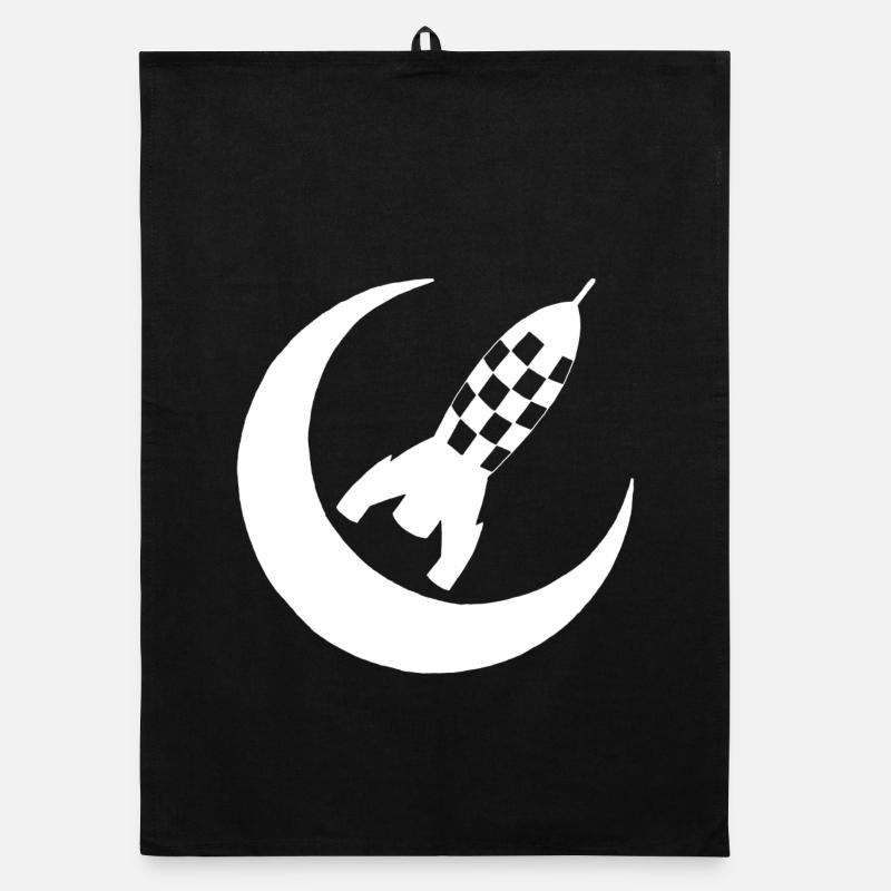 White rocket and half moon Organic dish towel