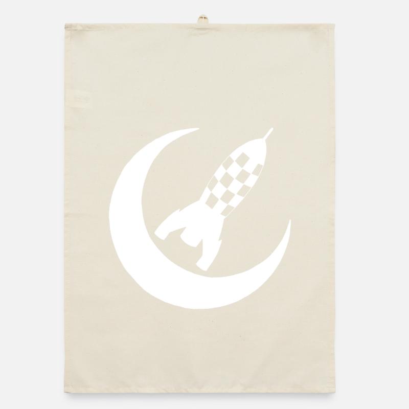 White rocket and half moon Organic dish towel