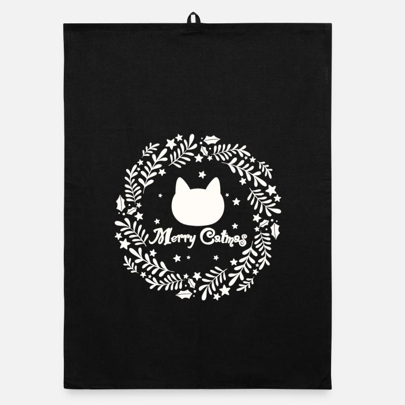 Weihnachtskranz mit Katze - Merry Catmas Organic Geschirrtuch