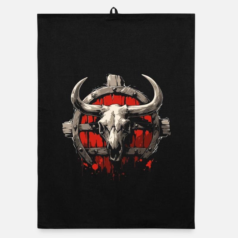 Bison skull Organic dish towel