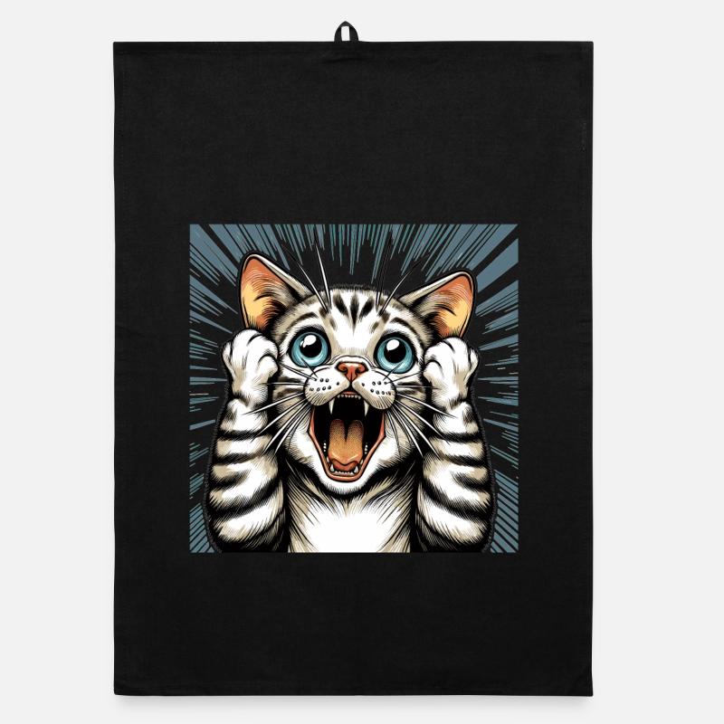 Geschockte Katze Katzen Geschenk Organic Geschirrtuch
