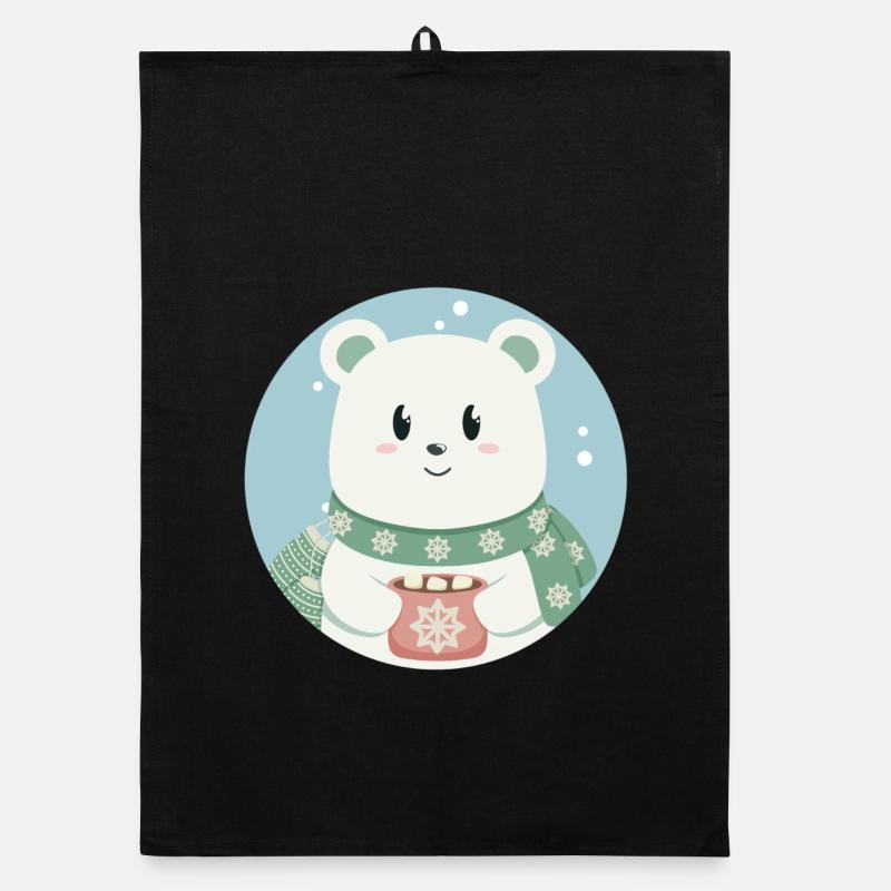 Ours polaire mignon dans l’ de Noël Torchon bio