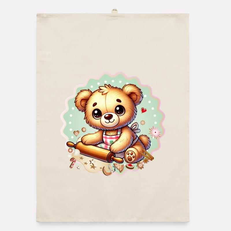 Cuisson de Noël Teddy – Douce joie festive Torchon bio